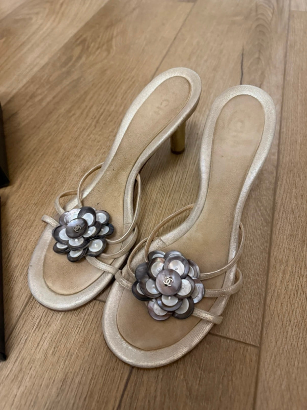 Chanel Camelia Pearl Heels - 40