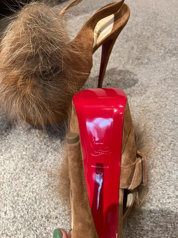 Christian Louboutin Fur Splash Heels Brand New - 39
