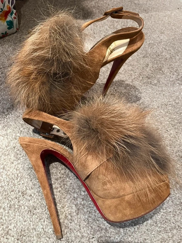 Christian Louboutin Fur Splash Heels Brand New - 39