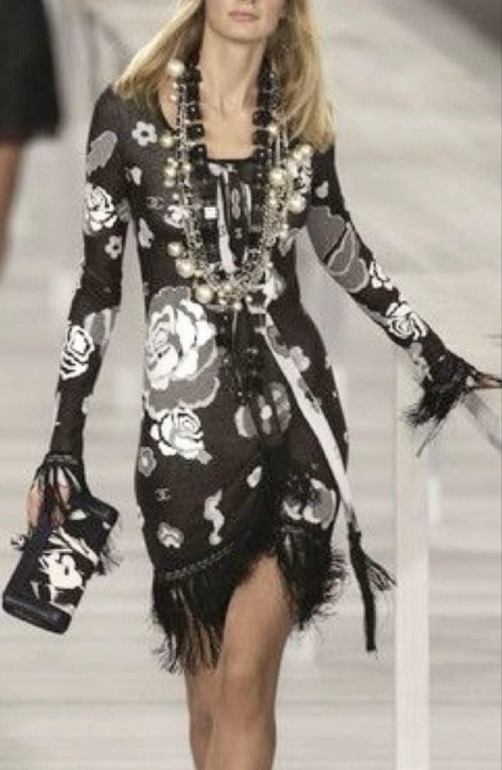 Chanel 2004 Runway Knit Fringe Dress - S/M