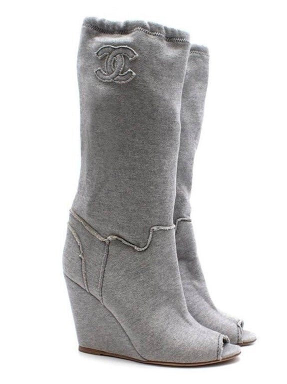 Chanel Open Toed Wedge Boots - 39