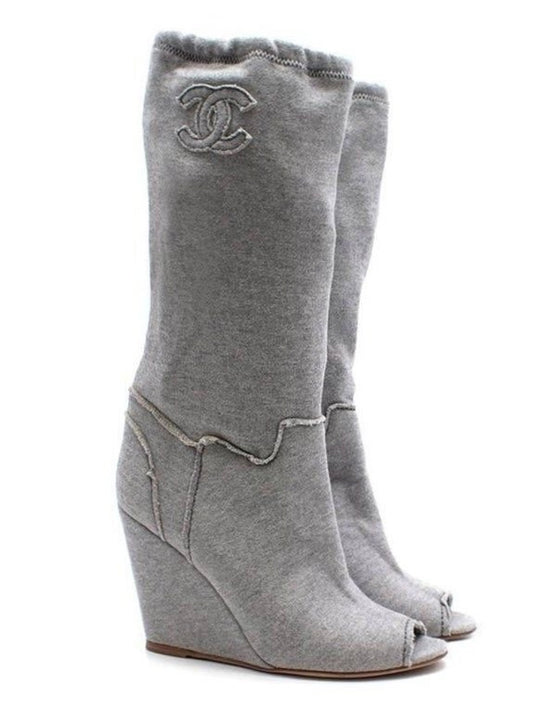 Chanel Open Toed Wedge Boots - 39