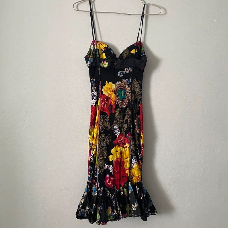Cavalli 2000s Floral Satin Dress - S