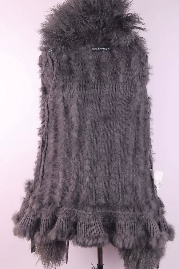 Dolce & Gabbana Charcoal Virgin Wool & Tibetan Lamb Fur Jacket - S