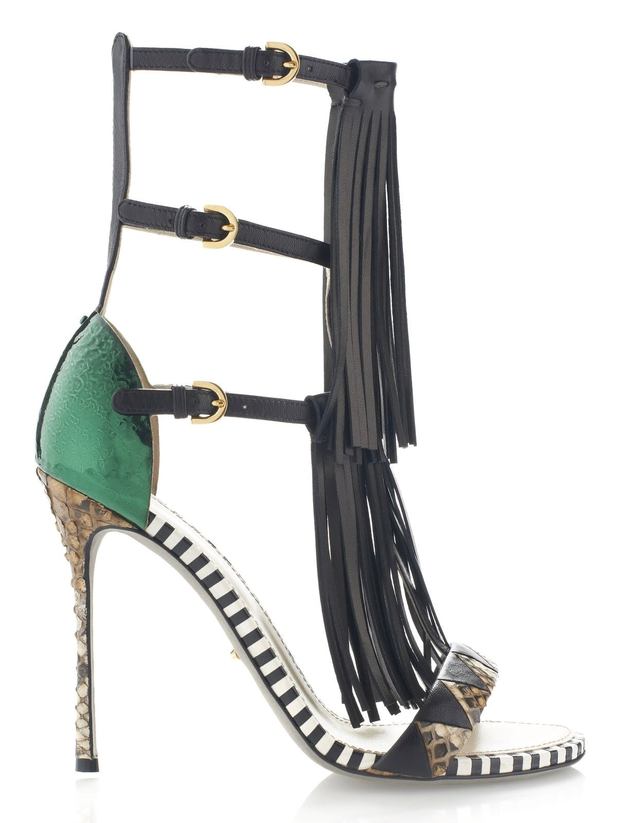 Sergio Rossi Double Fringe Gladiator Heels - 37.5