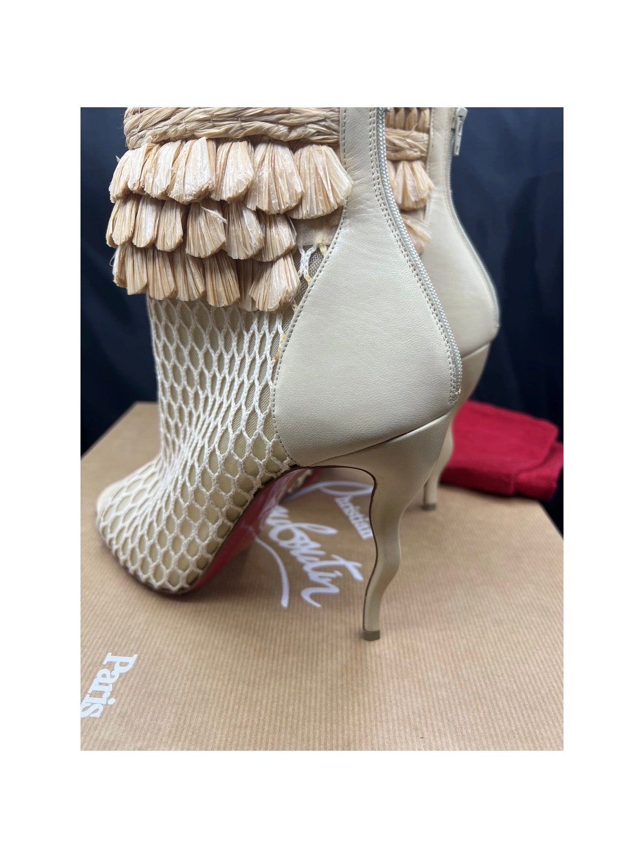 Christian Louboutin So Baker Raffia Boots Brand New - 40