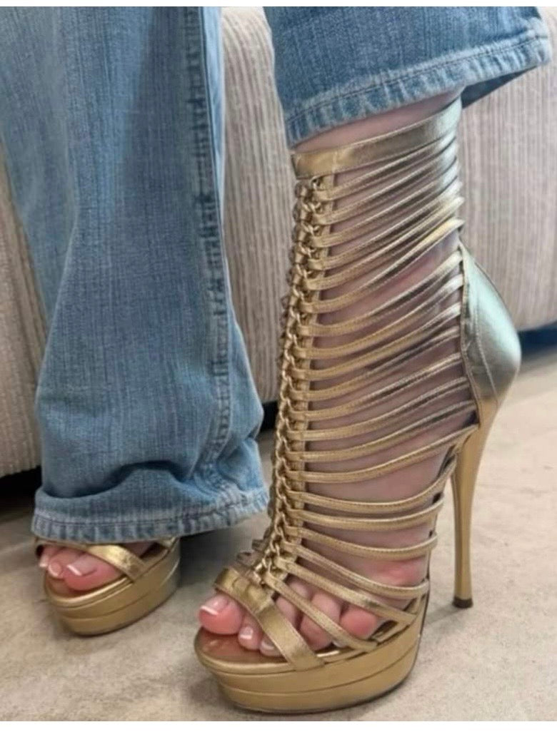 Versace Cage Gladiator Heels - 36
