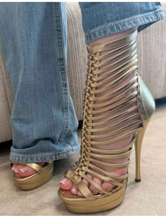 Versace Cage Gladiator Heels - 36