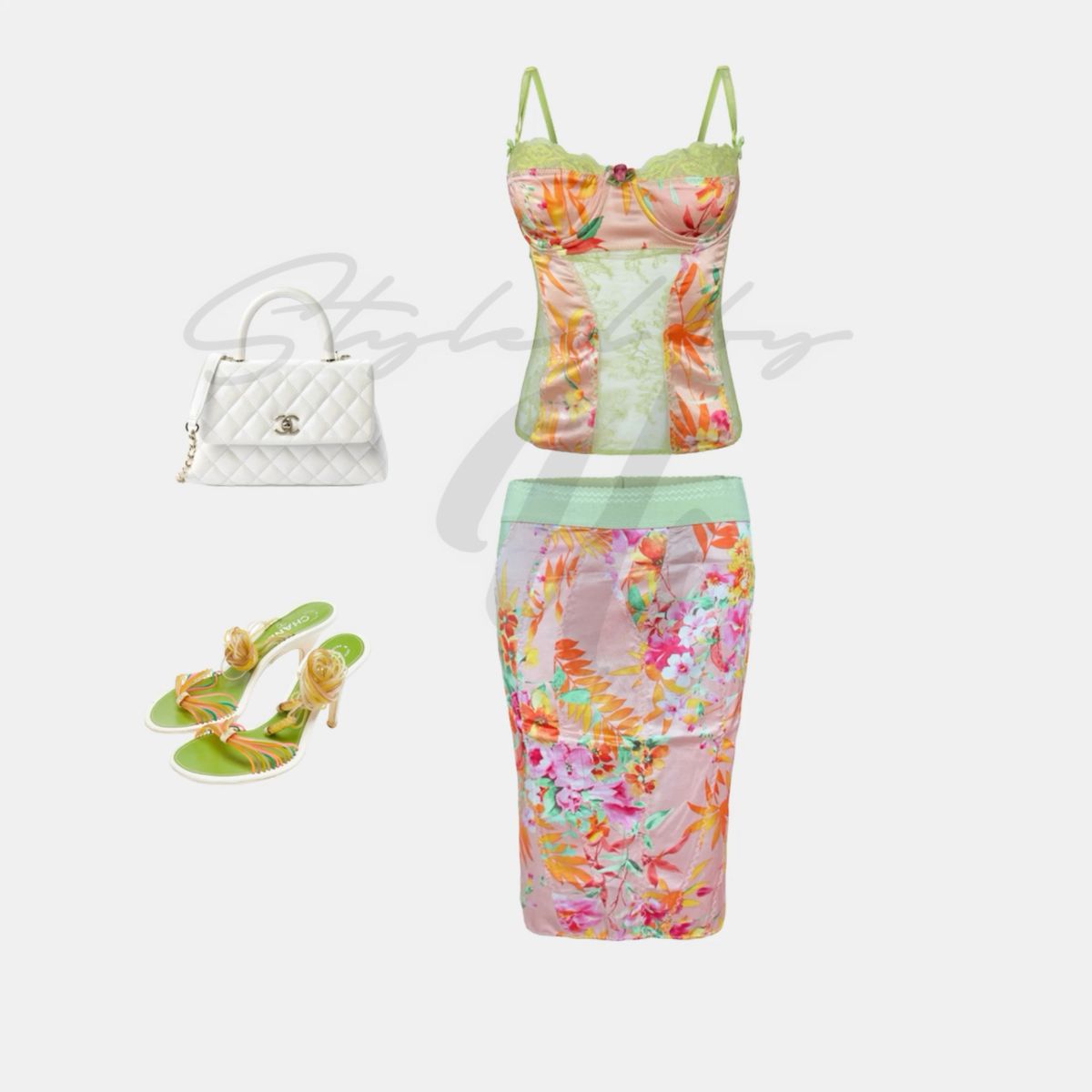 D&G 2005 Floral Corset & Skirt Set - M