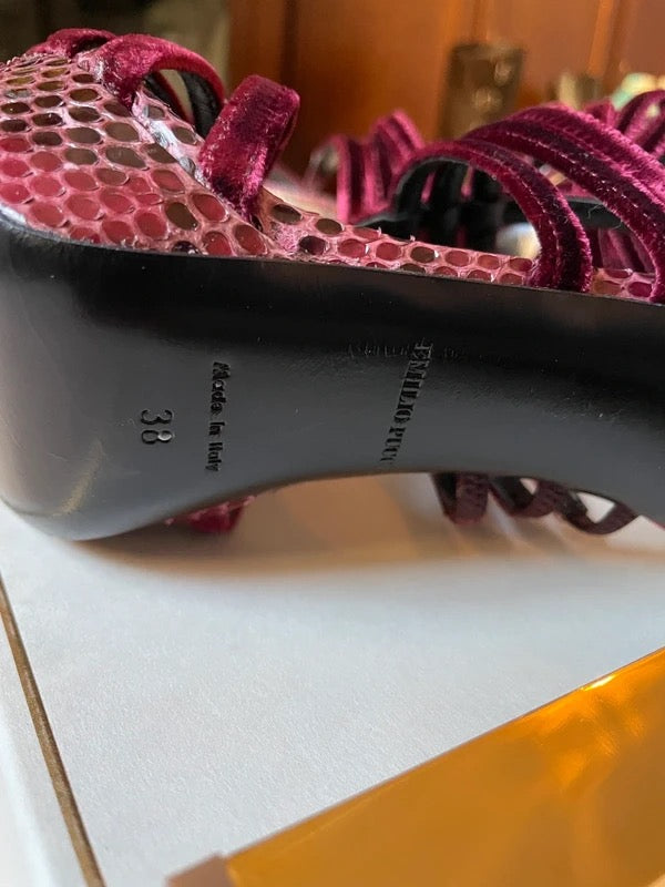 Emilio Pucci Python and Suede Runway Heels - 38