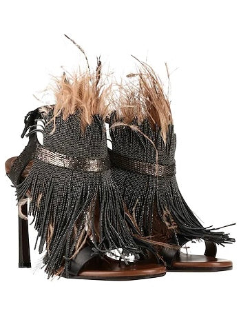 Brunello Cuccinelli Ostrich Feather Heels Brand New - 37