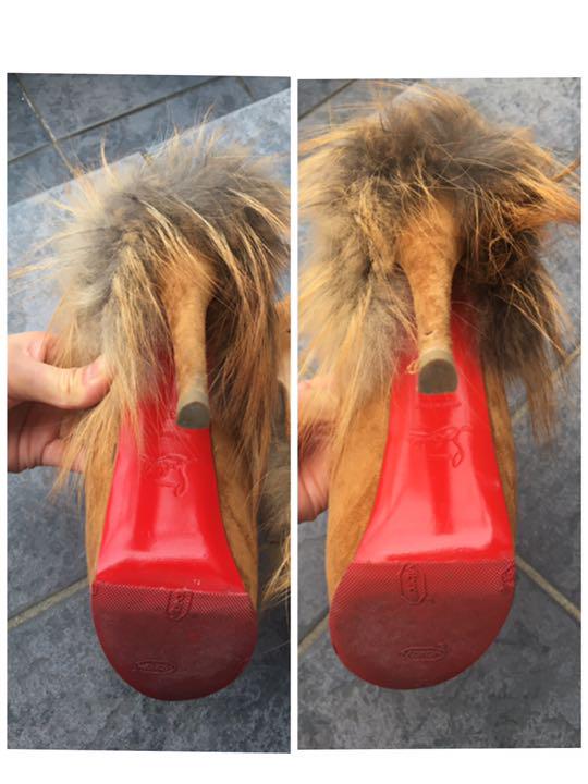 Christian Louboutin Fur Suede Heels - 37