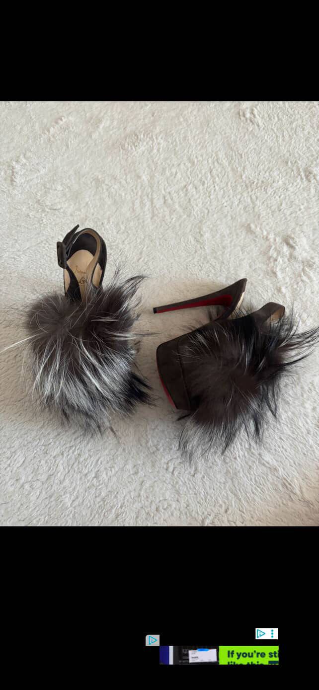 Christian Louboutin Fur Splash Heels - 37