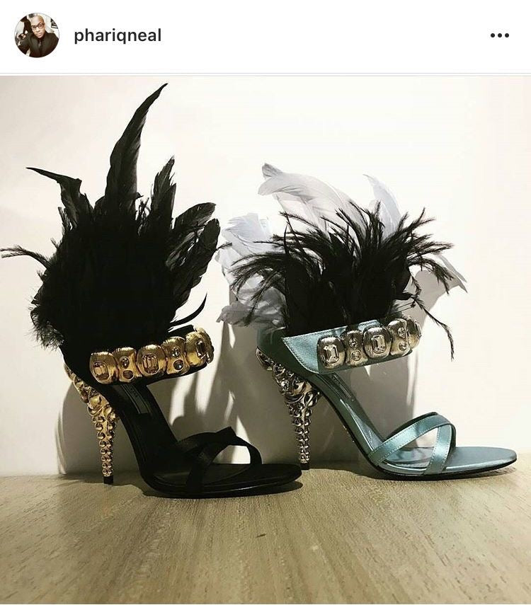 Prada Embellished Feather Heel Blue  - 38
