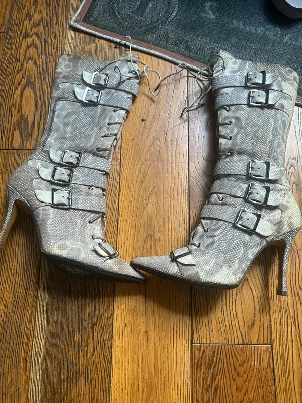 Dior Snakeskin Lace Up Boots - 38.5