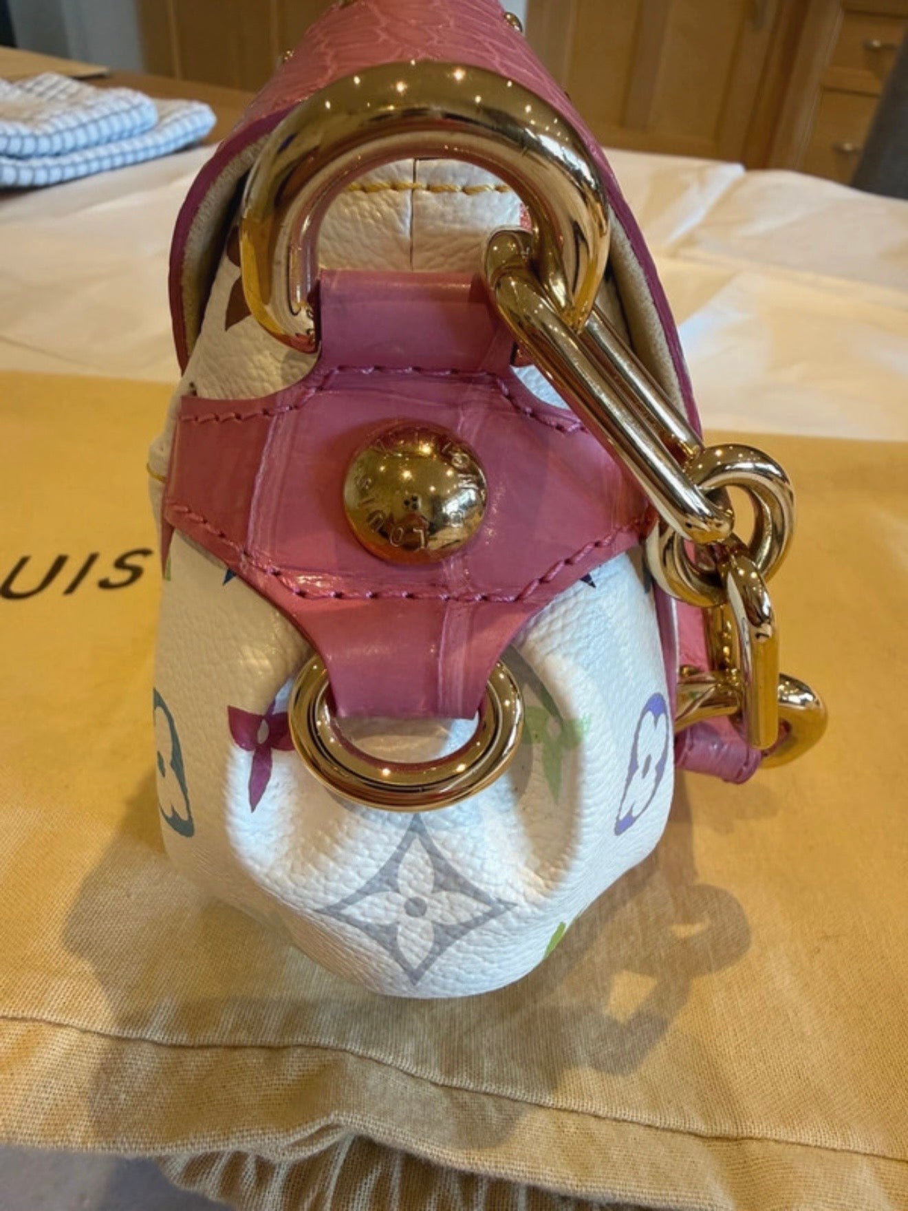 Louis Vuitton X Takashi Murakami Croc Print Marilyn Bag Light Pink