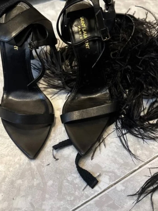 Saint Laurent Ostrich Feather Heel/Boot - 39