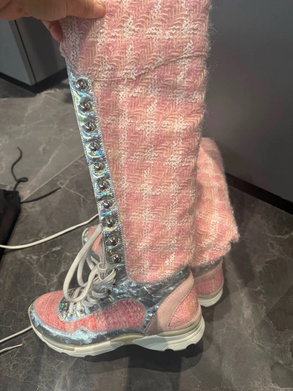Chanel Tweed Boots - 38
