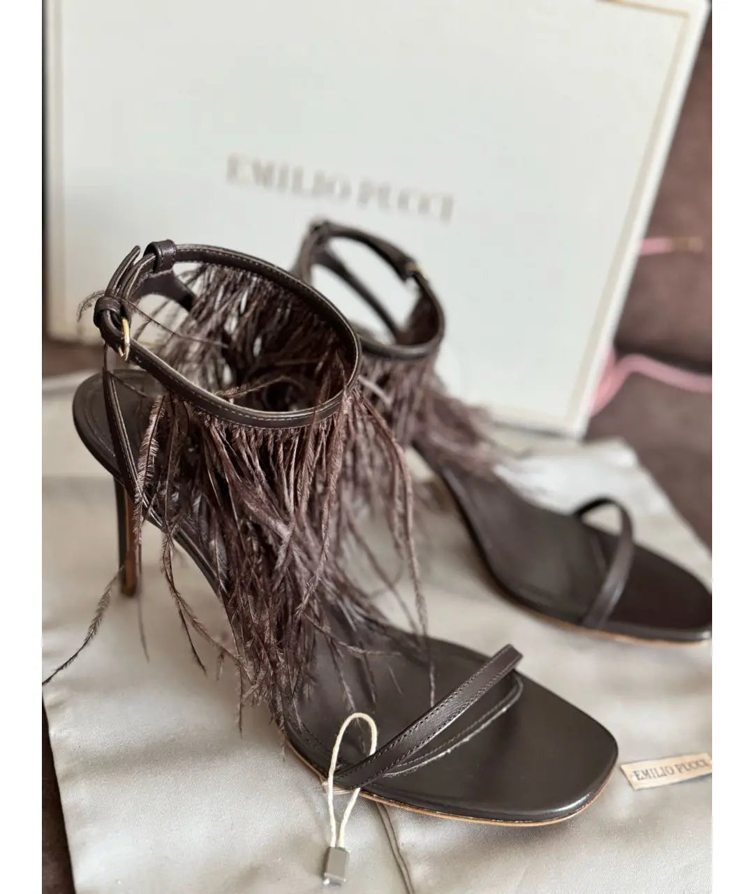Emilio Pucci Ostrich Feather Heels Brand New - 38/38.5