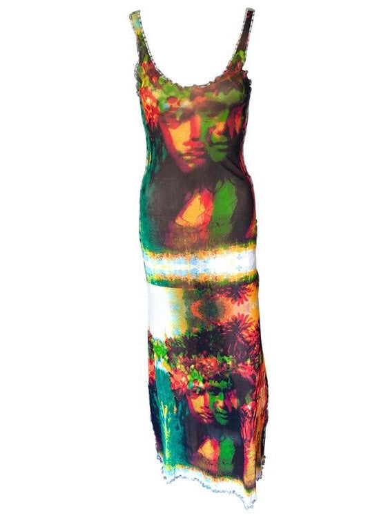 Jean Paul Gaultier S/S 2000 psychedelic print dress - S