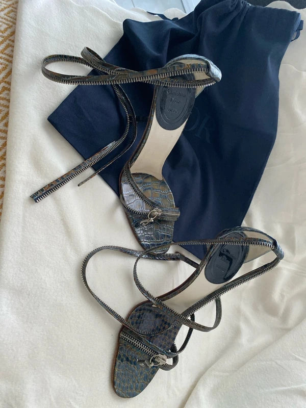 Dior Snakeskin Zip Asymmetric Heels Brand New - 36