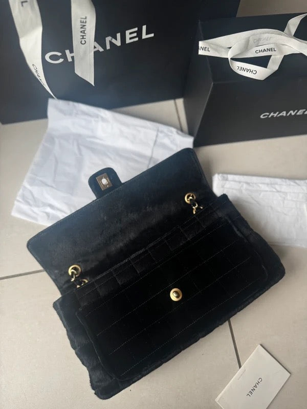 Chanel Pony Hair & Velvet Chocolate Bar Flap Bag