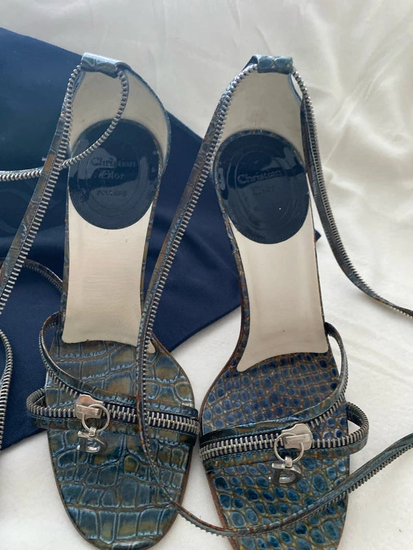 Dior Snakeskin Zip Asymmetric Heels Brand New - 36