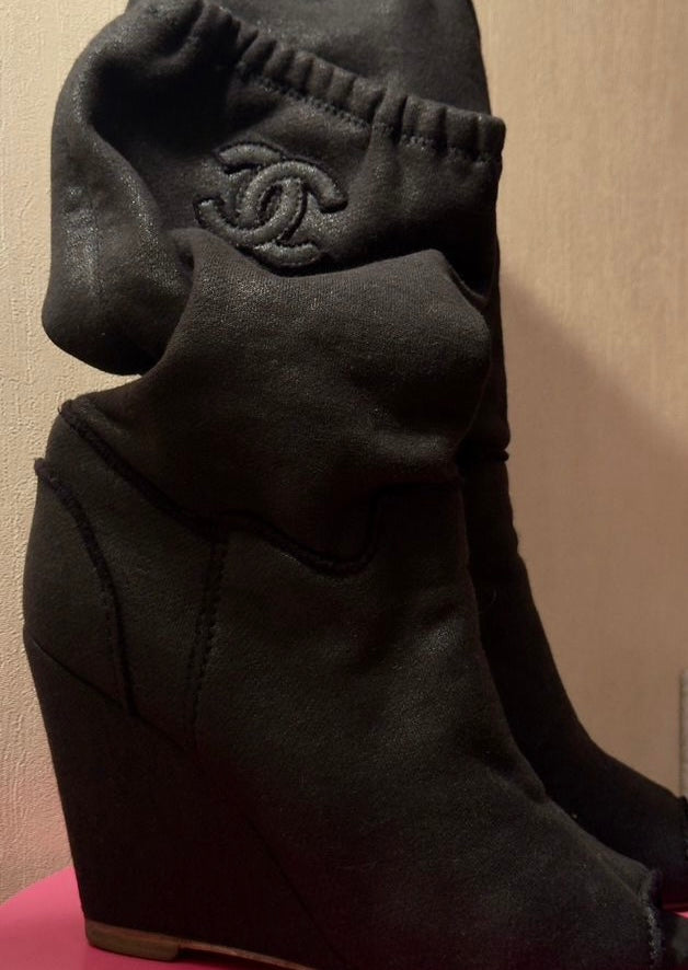 Chanel Open Toed Wedge Boots - 41