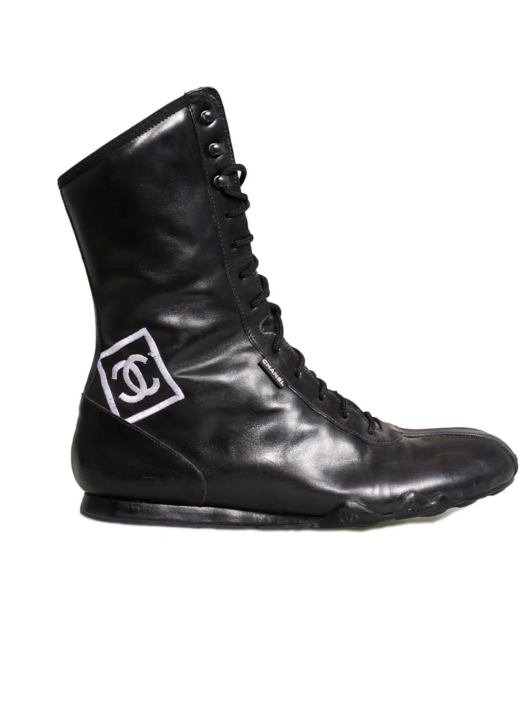 Chanel Moto Ankle Boots with blue CC - 39.5