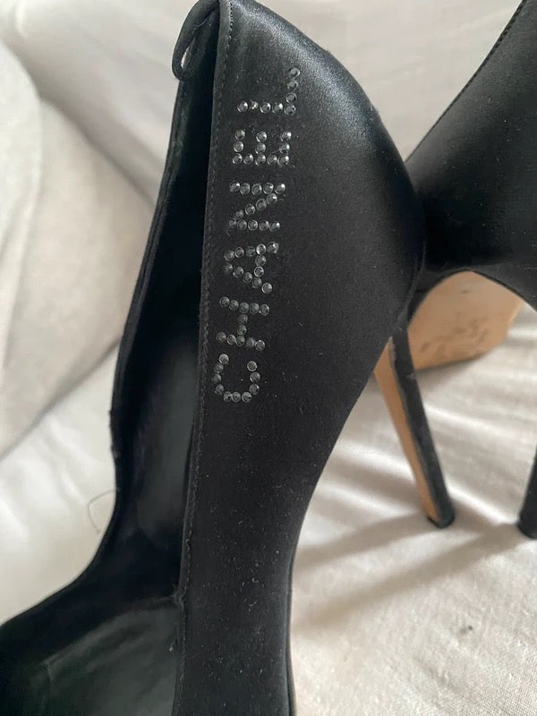 Chanel Ballet Satin Lace Up Heels All Black Colourway- 40