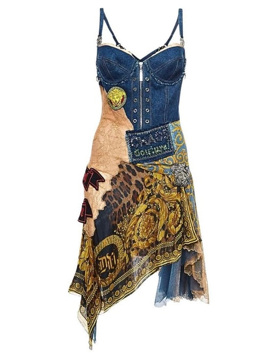 Versace Chaos Couture Embellished Denim Dress SS 2005 - S