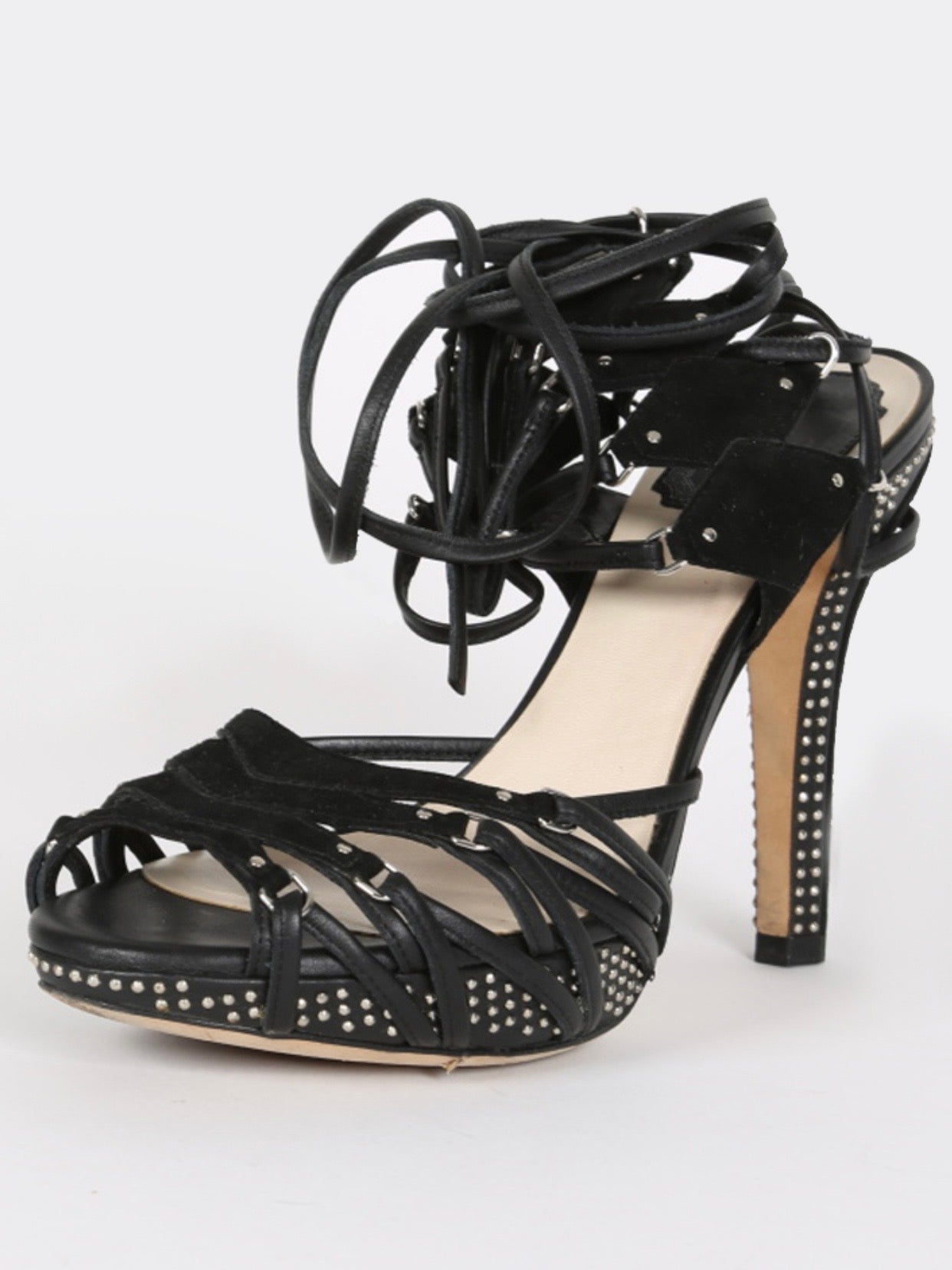 Dior Studded Lace Up Heels -  39/39.5