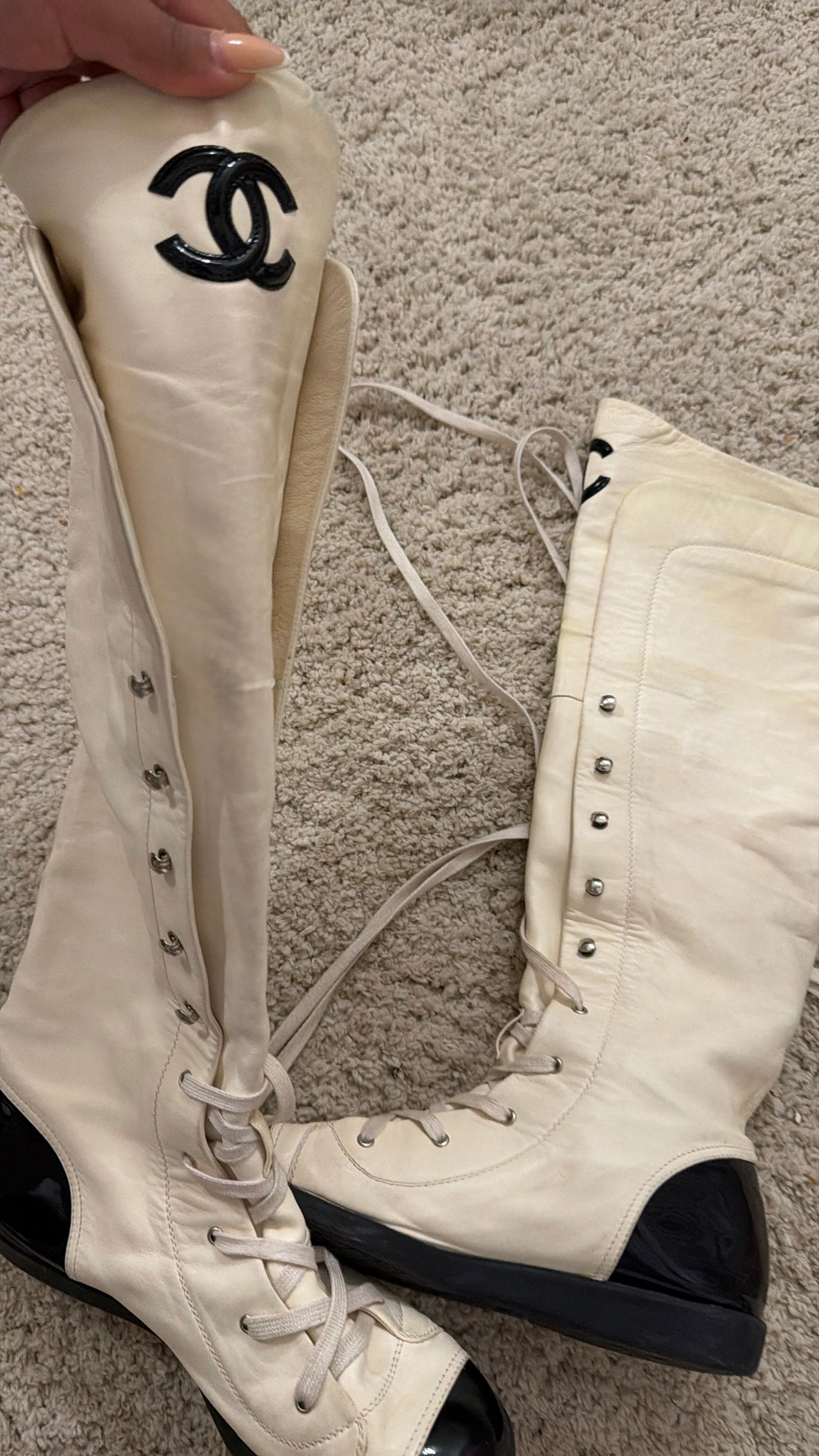 Chanel Lace Up Boots - 38