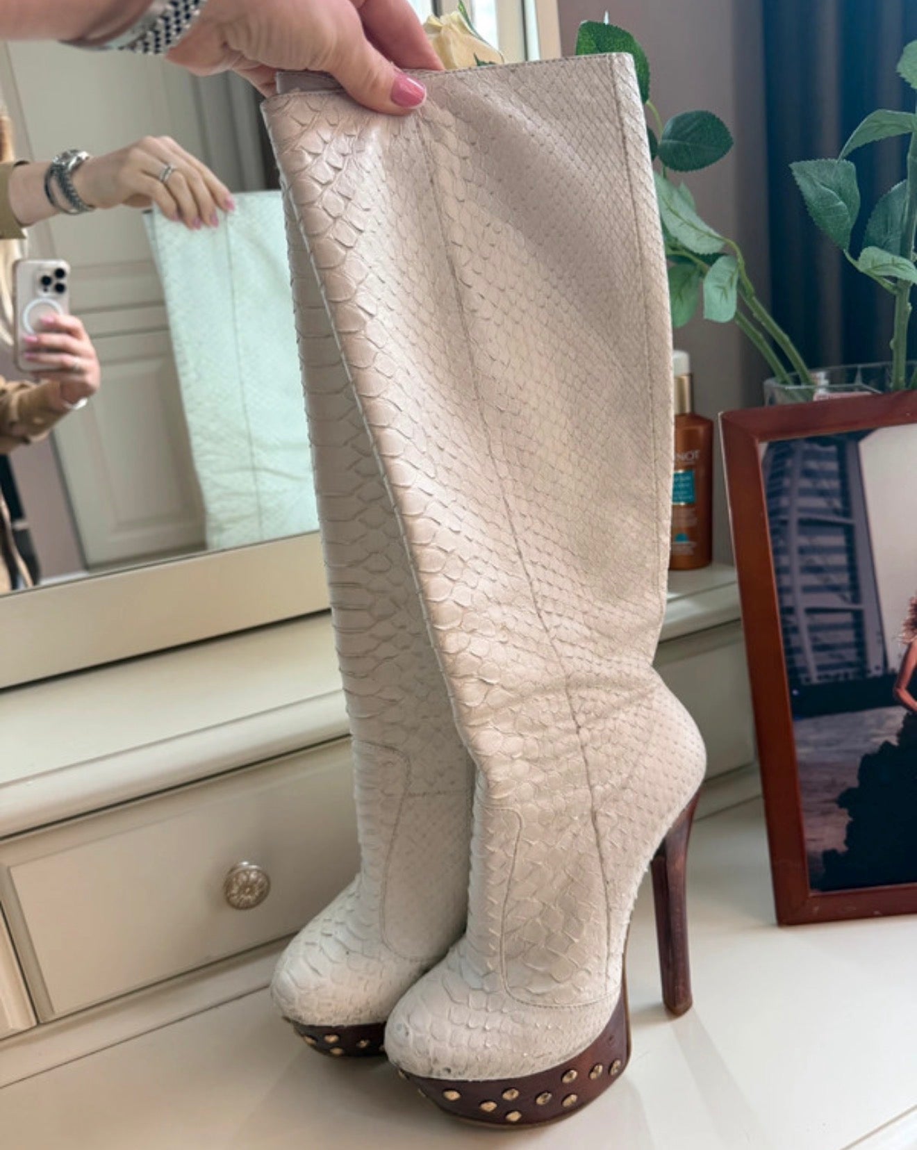 Gianmarco Lorenzi White Python Boots - 36
