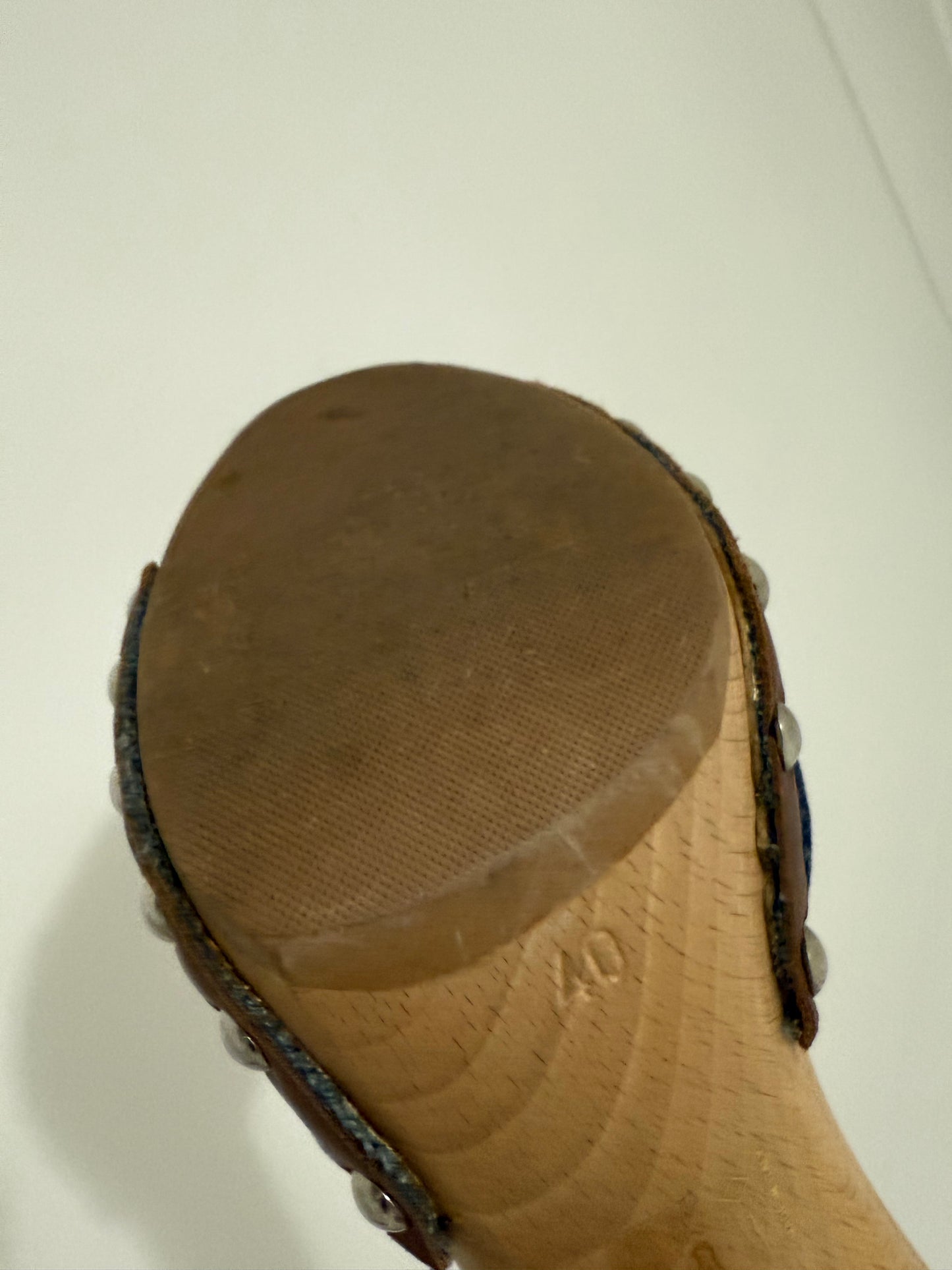 Versace Wooden Denim Clog Heel - 40