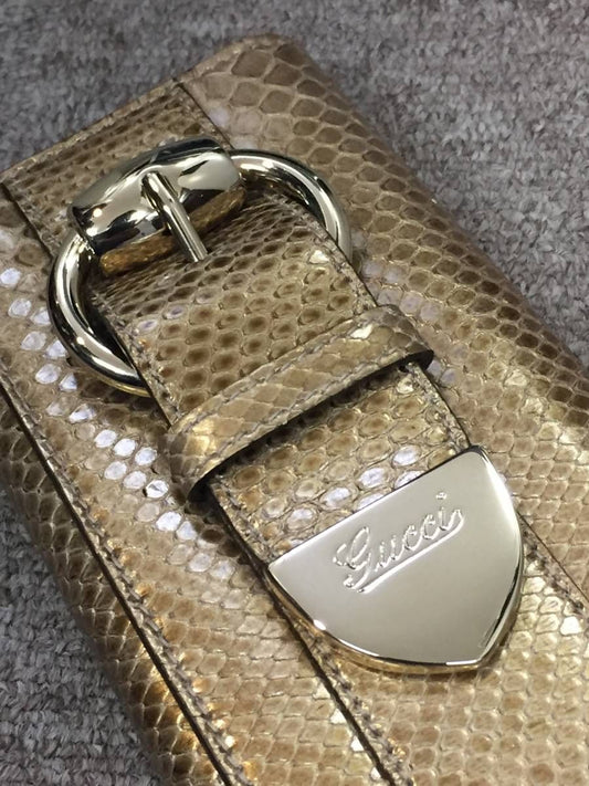 Gucci Belt Motif Python Clutch Bag