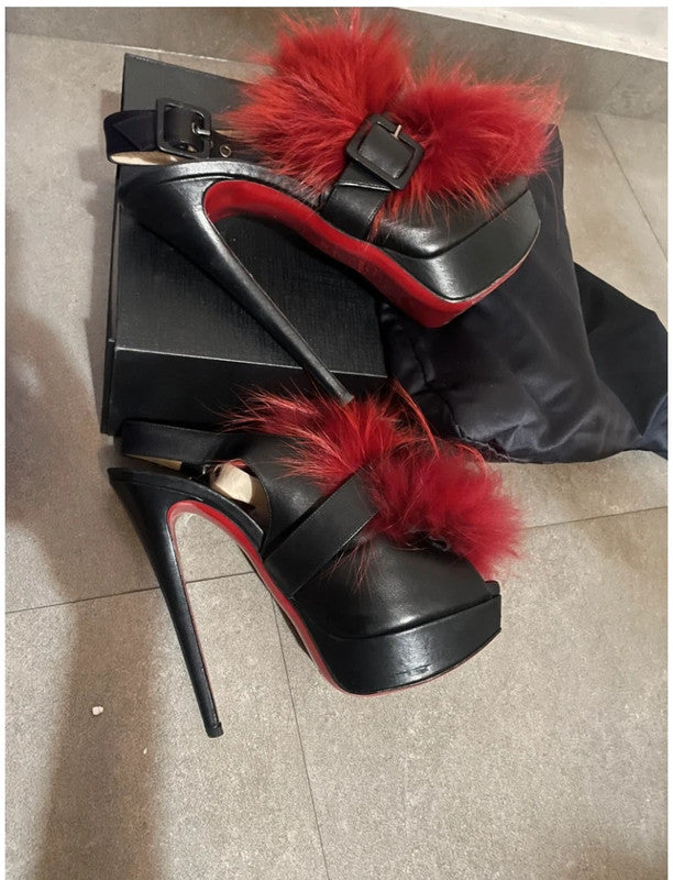 Christian Louboutin Fur Splash Heels - 40