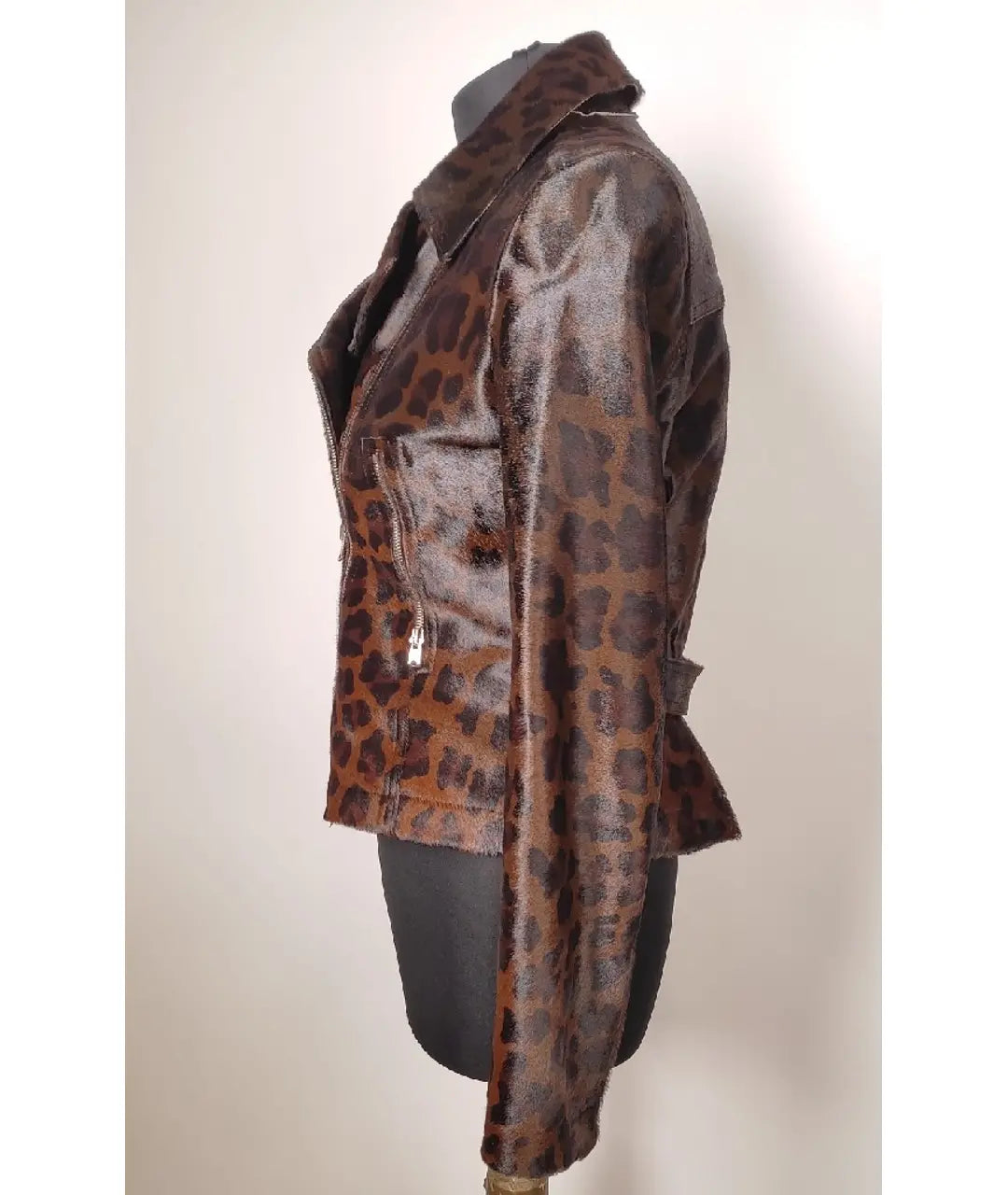 Alaia Leopard-Print Calf-Hair Jacket - M