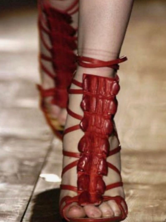 Roberto Cavalli Summer 2005 Crocodile Gladiator Heels - 37