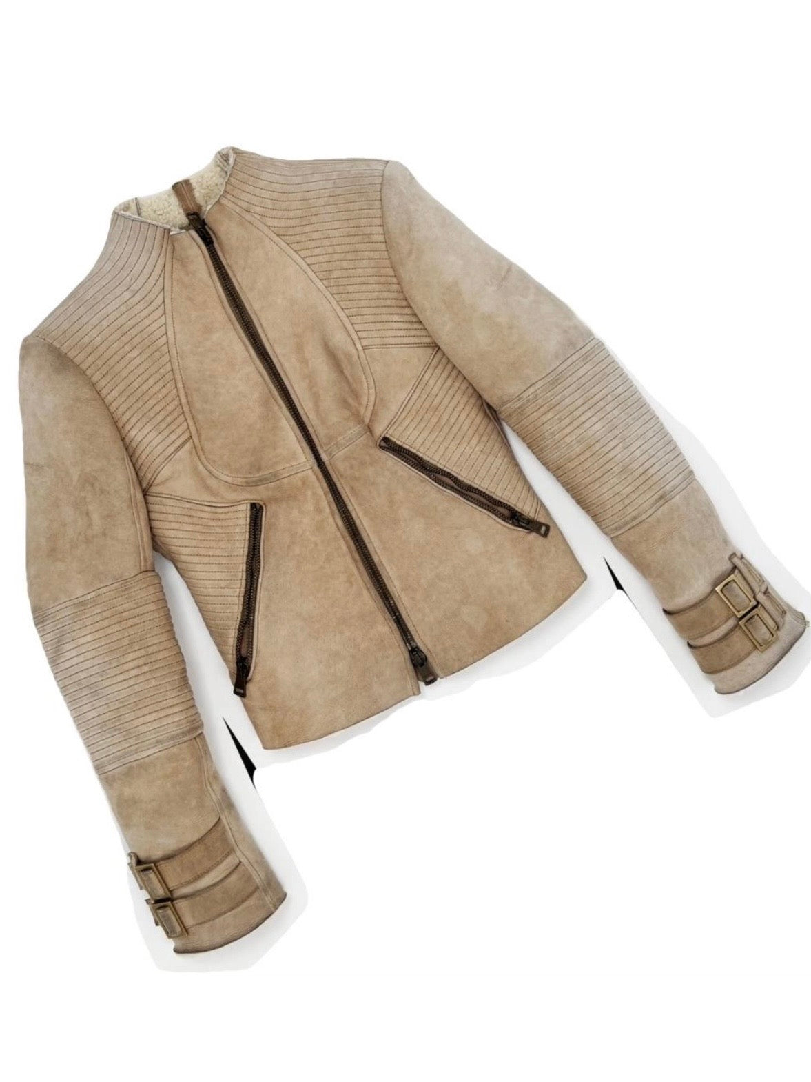 Gucci by Tom Ford Shearling Moto Jacket  - S