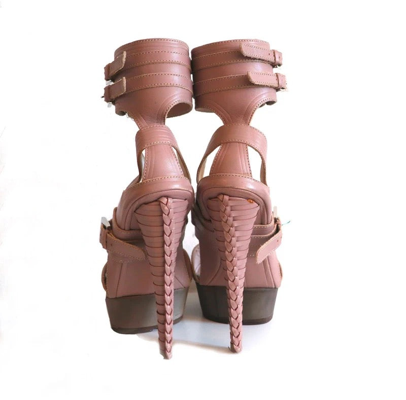 Ferragamo Runway Gladiator Heels in Pink - 37.5