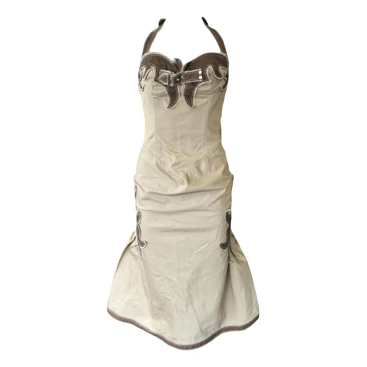 Dsquared2 Spring 2006 Leather Detailed Midi Dress - S