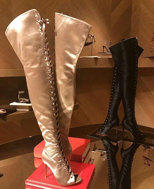 Gianvito Rossi Marie Satin Lace Up Boots - 39