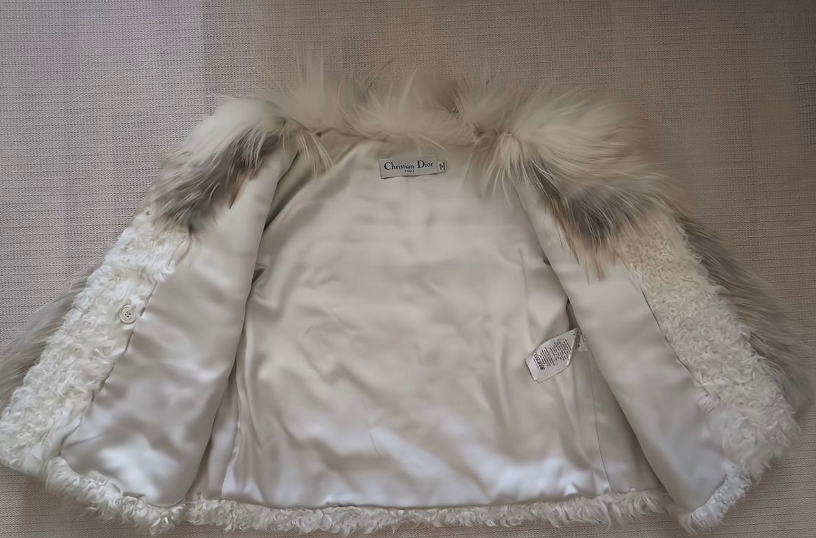 Dior Shearling & Grey Fur Cape/Coat - M