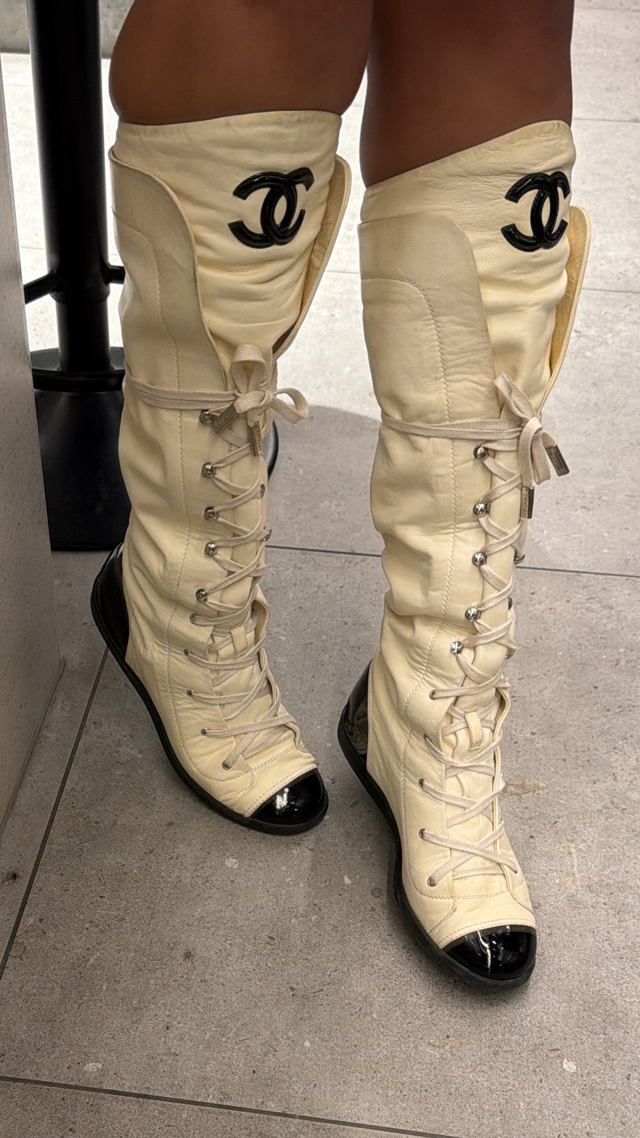 Chanel Lace Up Boots - 38
