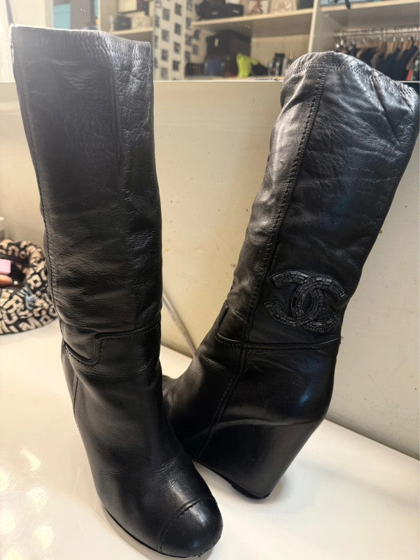 Chanel CC Logo Diamanté Boots - 39