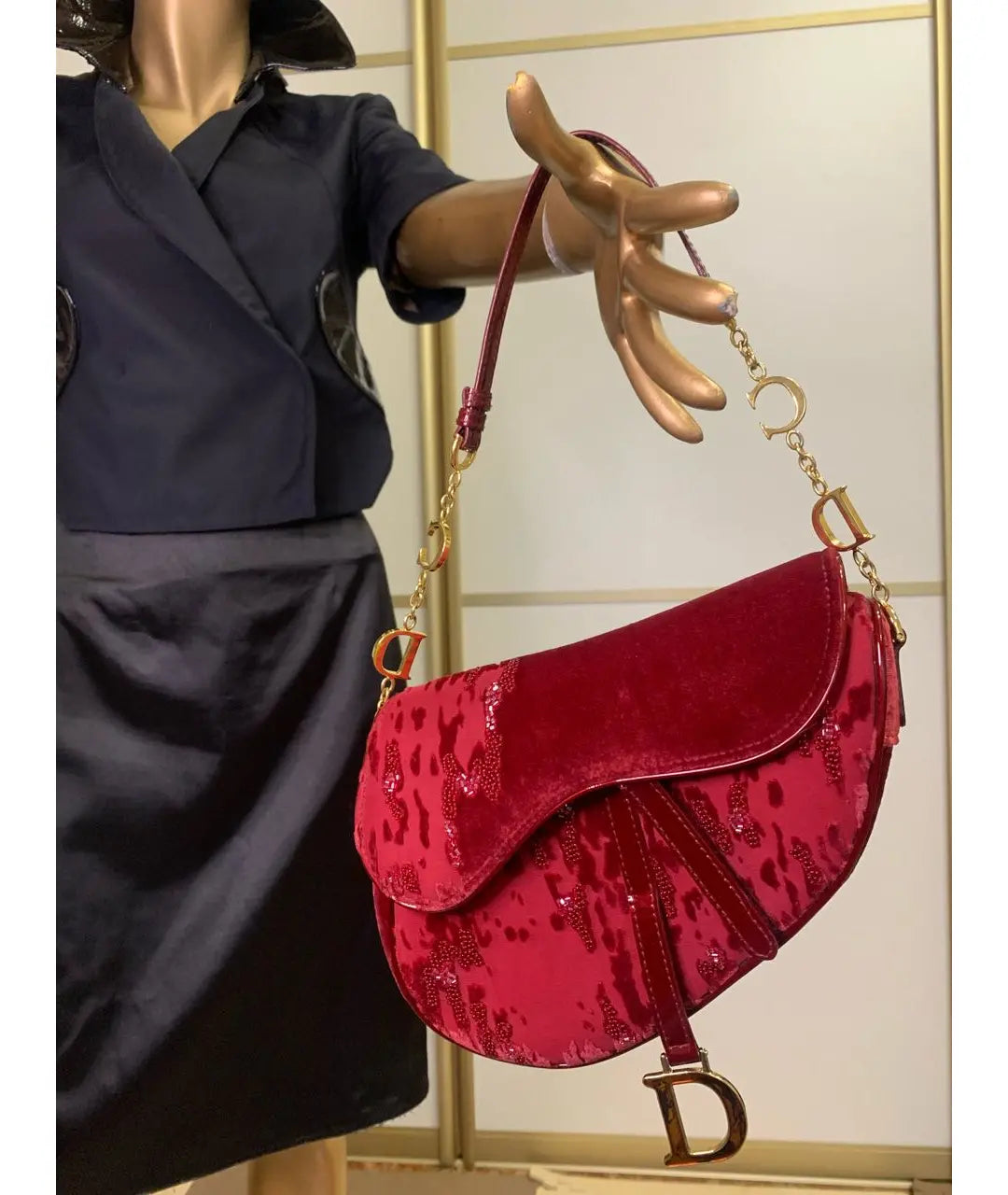 Dior Galliano 2007 Velvet Leopard Print Saddle Bag
