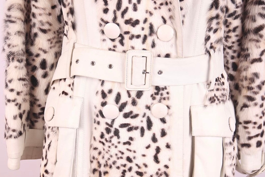 Dior by Galliano 2005 Lynx Print Leather and Fur Coat - M