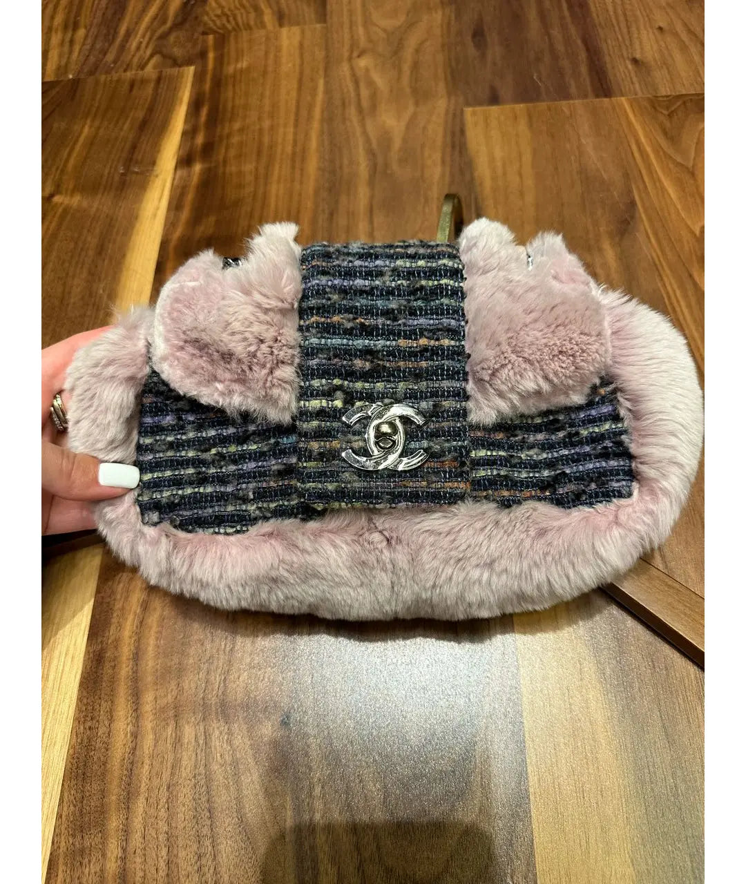Chanel Fantasy Fur and Tweed Mini Classic Flap Bag