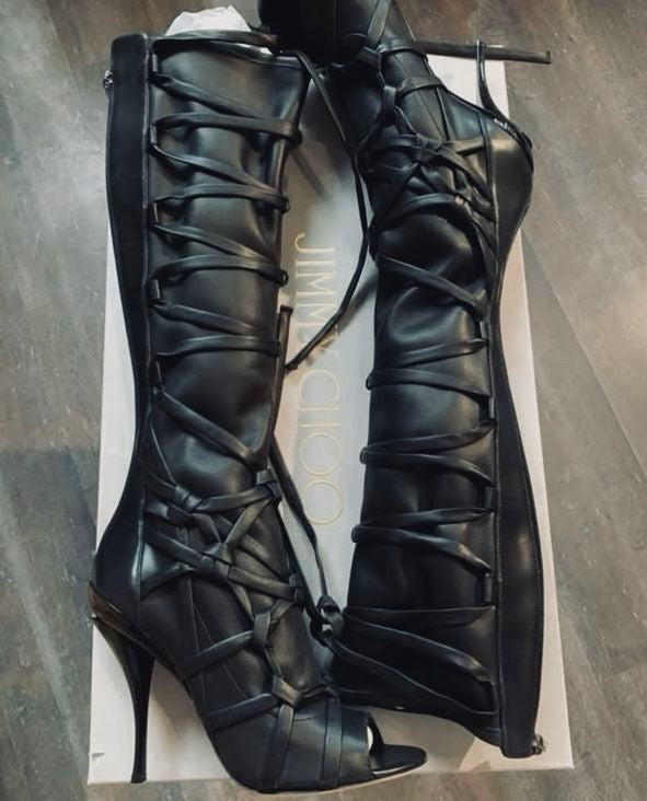 Jimmy Choo Anneli Gladiator Boots Black - 38.5